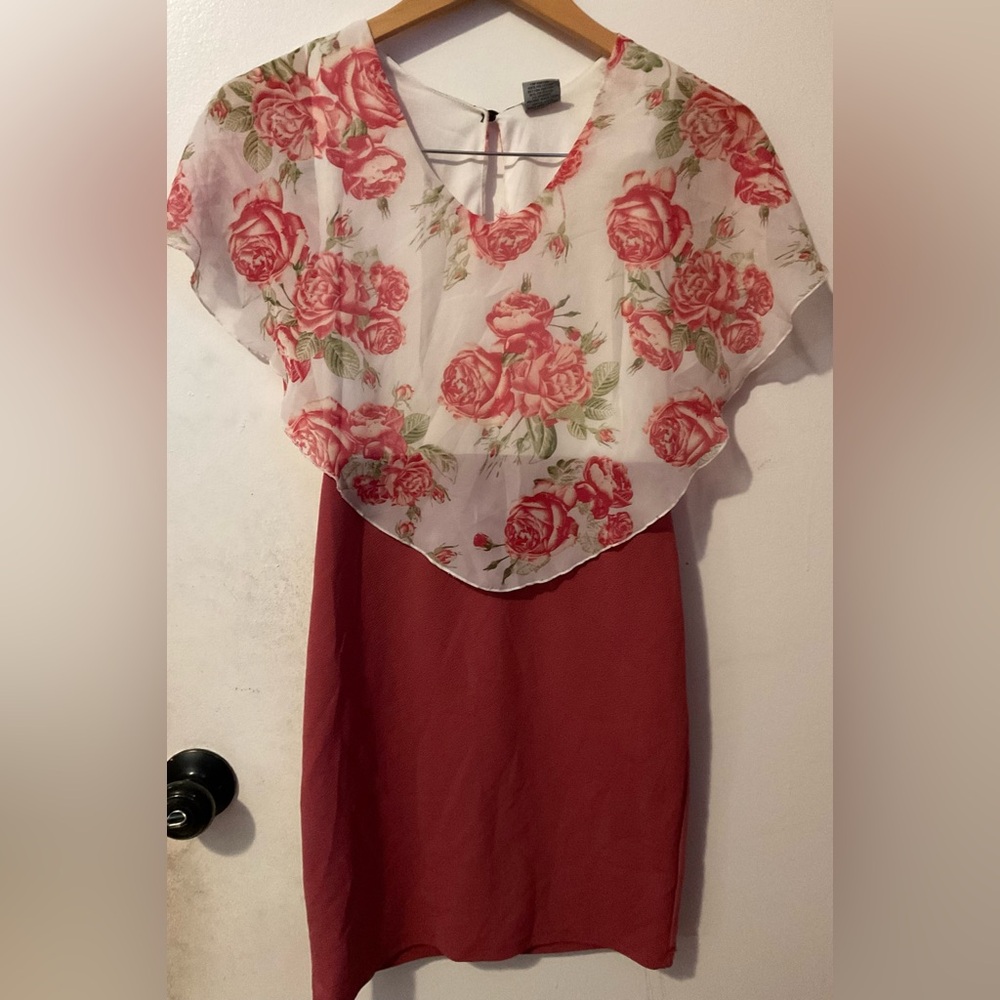 Johnathan Martin women’s Floral Chiffon Overlay Dress size M
